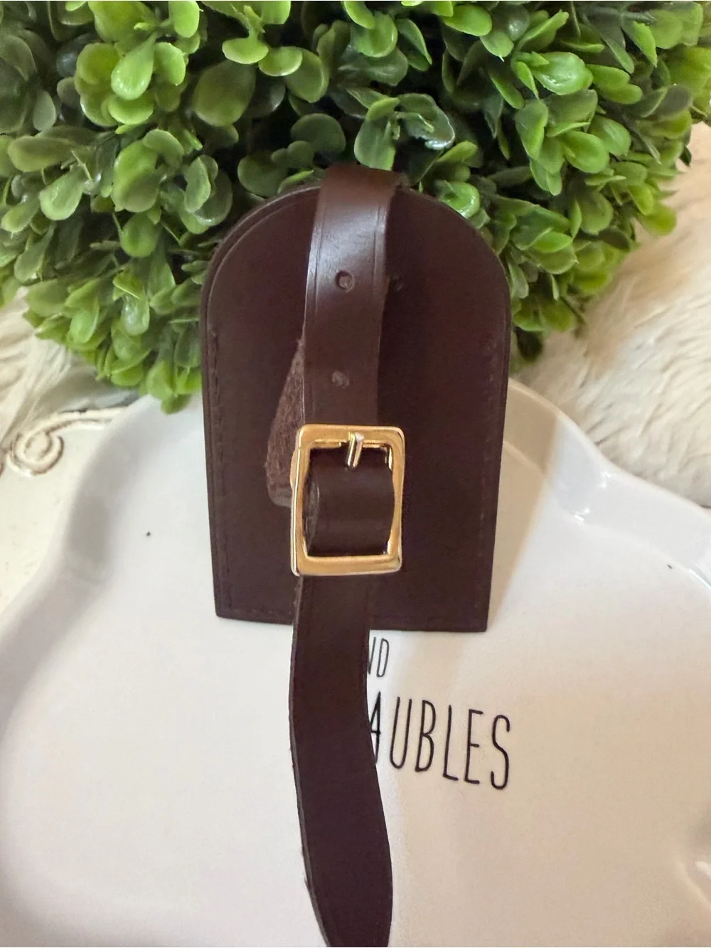 Louis Vuitton Brown Leather Luggage Tag - Men's Travel Accessory